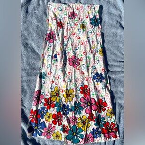 Coach Scarf White Colorful Flowers Cotton Scarf - 12" x 62" Long NWOT